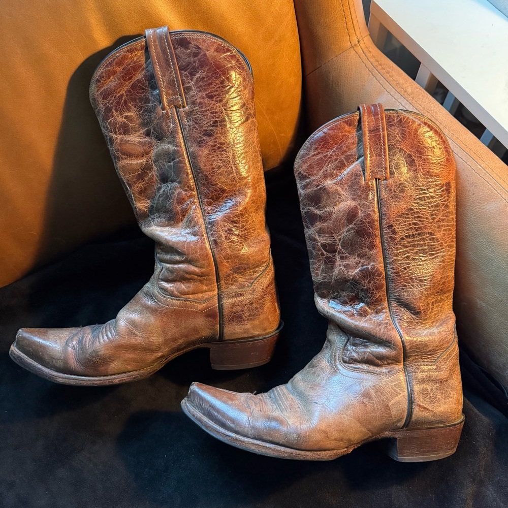 Dan Post soft brown Leather Cowboy vintage Boots Tennessee  coastal cowgirl